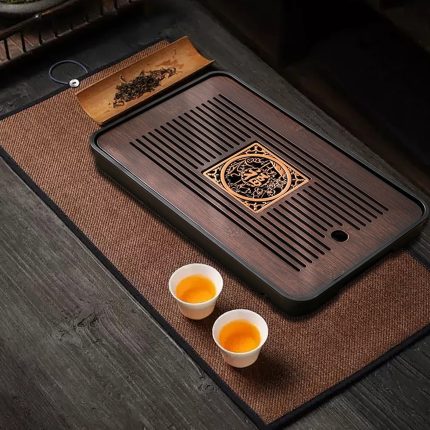 Bamboo Kungfu Tea Tray with Water Storage, Detachable Design, 36×24cm